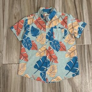 RSVLTS Disney Moana Of Motunui Kunuflex Button Shirt Hawaiian Leaf Blue Youth M